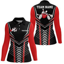 Load image into Gallery viewer, Black And Red Custom Bowling Jerseys Bowling Team Shirts For Women, Bowling Uniform IPHW7910