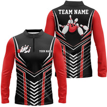 Load image into Gallery viewer, Black And Red Custom Bowling Jerseys Bowling Team Shirt For Men, Bowling Uniform With Name IPHW7910