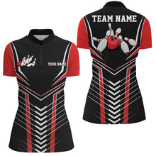 Load image into Gallery viewer, Black And Red Custom Bowling Jerseys Bowling Team Shirts For Women, Bowling Uniform IPHW7910