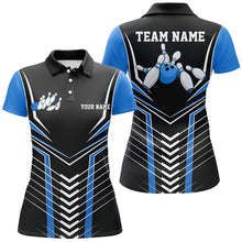 Load image into Gallery viewer, Black And Blue Custom Bowling Jerseys Bowling Team Shirt For Women, Bowling Uniform IPHW7911