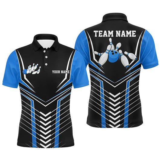 Black And Blue Custom Bowling Jerseys Bowling Team Shirt For Men, Bowling Uniform With Name IPHW7911