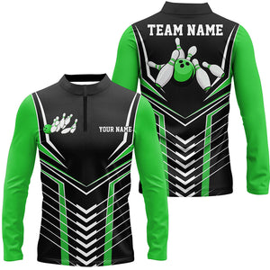 Black And Green Custom Bowling Jerseys Bowling Team Shirt For Men, Bowling Uniform With Name IPHW7912