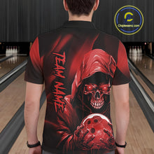 Load image into Gallery viewer, Red Bowling Grim Reaper Custom Men Bowling Polo Shirts Skull Bowling Team Jerseys IPHW10696
