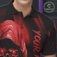 Load image into Gallery viewer, Red Bowling Grim Reaper Custom Men Bowling Polo Shirts Skull Bowling Team Jerseys IPHW10696