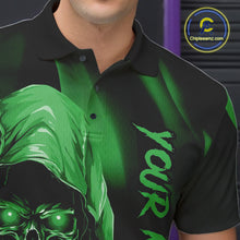 Load image into Gallery viewer, Green Bowling Grim Reaper Custom Men Bowling Polo Shirts Skull Bowling Team Jerseys IPHW10698
