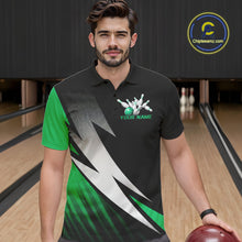 Load image into Gallery viewer, Black And Green Custom Bowling Jerseys, Men Polo Shirt Bowling Tournament Outfits IPHW9079
