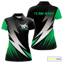 Load image into Gallery viewer, Black And Green Custom Bowling Jerseys, Women Polo Shirt Bowling Tournament Outfits IPHW9079