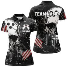 Load image into Gallery viewer, Custom Vintage American Flag Patriotic Bowling Shirts For Women, Skull Bowling Team Shirts IPHW7083