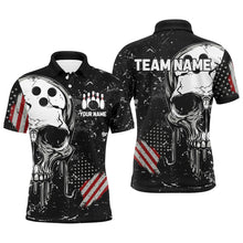 Load image into Gallery viewer, Custom Vintage American Flag Patriotic Bowling Shirts For Men, Skull Bowling Team Shirts IPHW7083