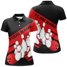 Load image into Gallery viewer, Black And Red Custom Bowling Shirts For Women, Bowling League Shirt Bowling Team Uniform IPHW7919