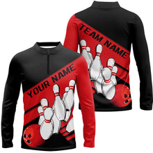 Load image into Gallery viewer, Black And Red Custom Bowling Shirts For Men, Bowling League Shirt Bowling Team Uniform IPHW7919