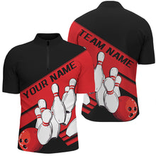 Load image into Gallery viewer, Black And Red Custom Bowling Shirts For Men, Bowling League Shirt Bowling Team Uniform IPHW7919