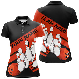 Black And Orange Custom Bowling Shirts For Women, Bowling League Shirt Bowling Team Uniform IPHW7920