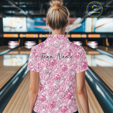 Load image into Gallery viewer, Custom Pink Butterfly Bowling Women Polo Shirt, Ladies Bowlers Outfit IPHW10931