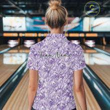 Load image into Gallery viewer, Custom Blue Butterfly Bowling Women Quarter-Zip Shirt, Ladies Bowlers Outfit IPHW10932