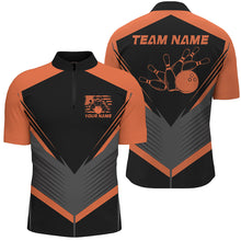 Load image into Gallery viewer, Black And Orange Custom Vintage Bowling Shirts For Men, Classic Bowling League Shirt For Team IPHW7703