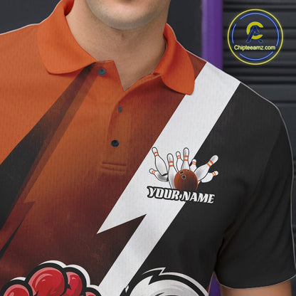 Custom Orange Funny Bold Confident Chicken Bowling Shirt For Men, Bowling Jerseys IPHW11625