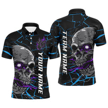 Load image into Gallery viewer, Custom Blue And Purple Halloween Skull Bowling Shirts For Men, Outfit Bowling For Team IPHW7095