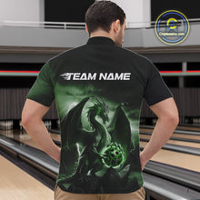 Load image into Gallery viewer, Custom Black And Green Thunder Lightning Dragon Bowling Men Quarter-Zip Shirts, Team Outfit IPHW9100