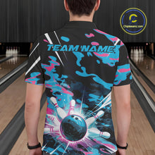 Load image into Gallery viewer, Custom Blue And Pink Camo Bowling Polo Shirts For Men, Camouflage Bowling Team Outfit IPHW9832
