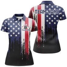 Load image into Gallery viewer, Dripping American Flag Custom Patriotic US Ladies Bowling Shirts, Vintage Bowling Team Shirt IPHW7711