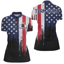 Load image into Gallery viewer, Dripping American Flag Custom Patriotic US Ladies Bowling Shirts, Vintage Bowling Team Shirt IPHW7711