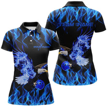 Load image into Gallery viewer, Blue Flame Eagle Custom Bowling Team Shirts For Women, Fire Bowling League Shirt IPHW7945