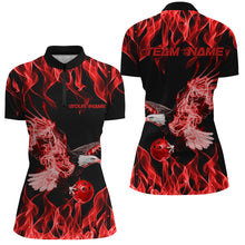 Load image into Gallery viewer, Red Flame Eagle Custom Bowling Team Shirts For Women, Fire Bowling League Shirt IPHW7946