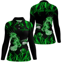 Load image into Gallery viewer, Green Flame Eagle Custom Bowling Team Shirts For Women, Fire Bowling League Shirt IPHW7947