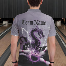 Load image into Gallery viewer, Custom Purple Thunder Lightning Dragon Bowling Polo Shirts For Men, Bowling Team Uniform IPHW8558