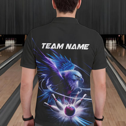 Custom Eagle Bowling Team Polo Shirts For Men, Eagle Bowling Tournament Shirt Bowler Outfit IPHW8560