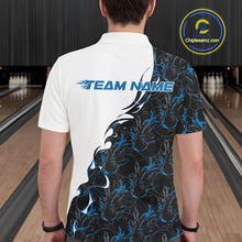 Load image into Gallery viewer, Custom Blue Flame Bowling Men Polo Team Shirt, Bowling League Shirt Bowlers Outfit IPHW11269