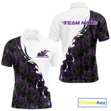Load image into Gallery viewer, Custom Purple Flame Bowling Men Polo Team Shirt, Bowling League Shirt Bowlers Outfit IPHW11270