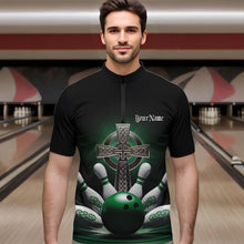 Load image into Gallery viewer, Custom Celtic Cross Faith Bowling Quarter-Zip Team Shirts For Men, Bowlers Outfits IPHW8574