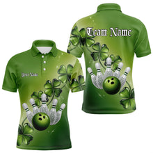 Load image into Gallery viewer, Custom Green Shamprock Saint Patricks Bowling Polo Shirts For Men, Lucky Bowling Team Shirt IPHW8578
