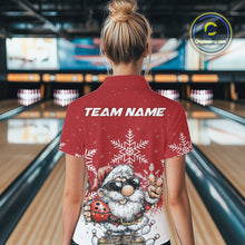 Load image into Gallery viewer, Custom Funny Santa Claus Christmas Bowling Women Polo Shirts, Xmas Bowling Team Shirt IPHW10109