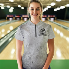 Load image into Gallery viewer, Custom Vintage Viking Dragon Bowling Quarter-Zip Team Shirt For Women, Celtic Bowling Shirt IPHW8586
