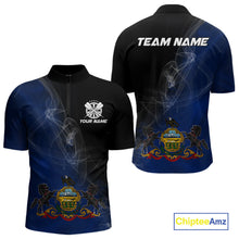 Load image into Gallery viewer, Custom Smoke Flame Pennsylvania Flag Patriotic Darts Shirt For Men, Dart League Team Jerseys IPHW10745