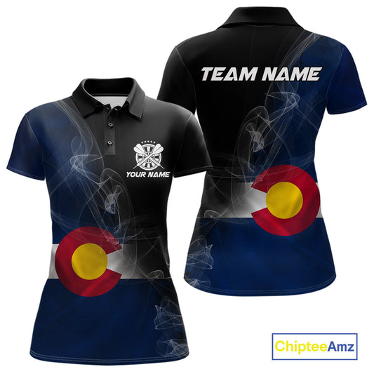 Custom Smoke Flame Colorado Flag Patriotic Darts Shirt For Women, Dart League Team Jerseys IPHW10746