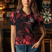 Load image into Gallery viewer, Custom Black And Red Flame Cobra Snake Dart Women Shirts, Dart League Shirt IPHW10770