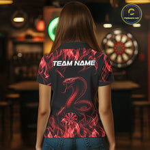 Load image into Gallery viewer, Custom Black And Red Flame Cobra Snake Dart Women Shirts, Dart League Shirt IPHW10770