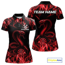 Load image into Gallery viewer, Custom Black And Red Flame Cobra Snake Dart Women Shirts, Dart League Shirt IPHW10770