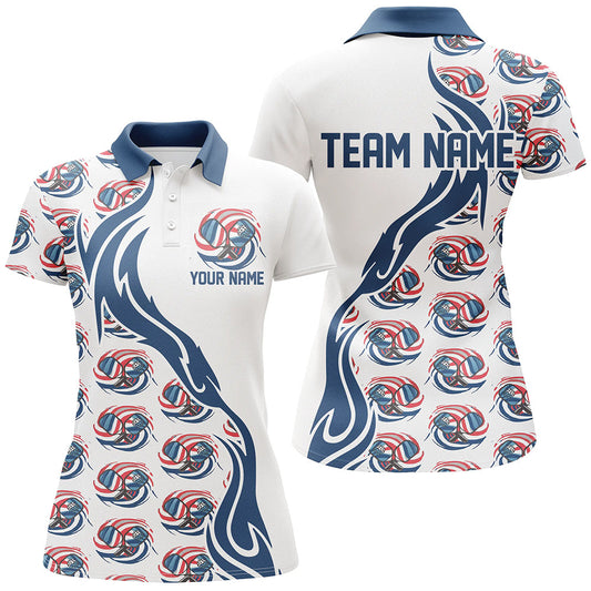 Custom American Flag Patriotic Pickleball Polo Shirts For Women, Us Flag Pickleball Jerseys IPHW6937