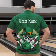 Load image into Gallery viewer, Custom Green Skull St Patricks Day Bowling Quarter-Zip Shirt For Men, Lucky Bowling Tournament Shirt IPHW8591