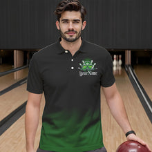 Load image into Gallery viewer, Custom Black And Green Lucky Clover St Patricks Day Skull Bowling Team Polo Shirts For Men IPHW8599