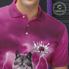 Load image into Gallery viewer, Custom Pink Ligtning Wolf Bowling Team League Shirts For Men, Bowler Outfits IPHW10788