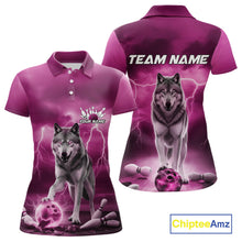 Load image into Gallery viewer, Custom Pink Ligtning Wolf Bowling Team League Shirts For Women, Bowler Outfits IPHW10788