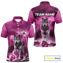 Load image into Gallery viewer, Custom Pink Ligtning Wolf Bowling Team League Shirts For Men, Bowler Outfits IPHW10788