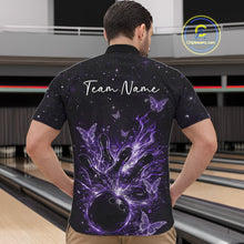 Load image into Gallery viewer, Custom Purple Galaxy Butterfly Bowling Men Quarter-Zip Shirt, Flame Bowling Team Jerseys IPHW11011
