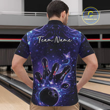 Load image into Gallery viewer, Custom Dreamy Blue And Purple Butterfly Men Bowling Quarter-Zip Shirt, Bowling Team Outfit IPHW11016